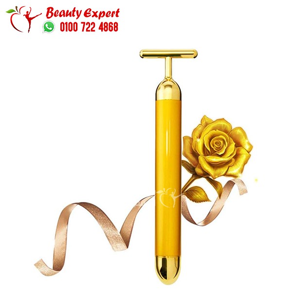Beauty Bar 24k Golden Pulse Facial Massager, T-Shape Electric Sonic Energy Face Massage Tools