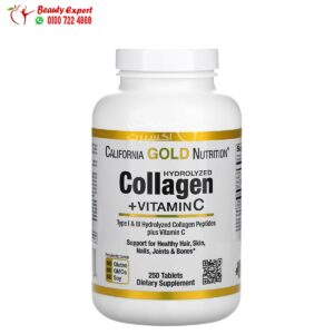 California Gold Nutrition Hydrolyzed Collagen Peptides + Vitamin C, Type I & III, 250 Tablets