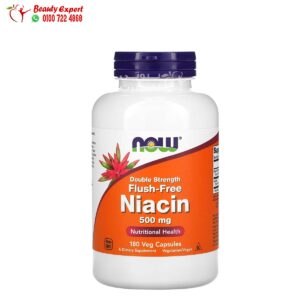 NOW Foods Niacin, Flush - Free, Double Strength 500 mg 180 Veg Capsules